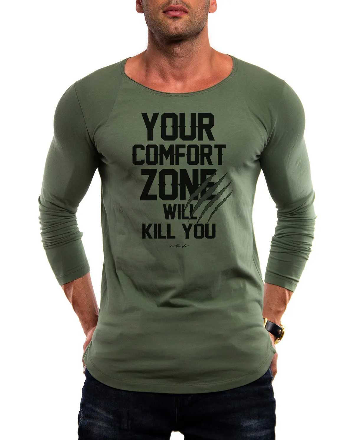 Mens Long Sleeve T-shirt "Comfort Zone Will Kill You" MD979