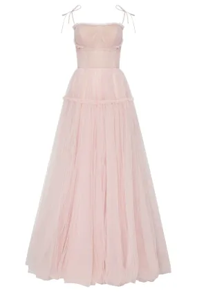 Misty Rose Tie-straps tulle prom dress