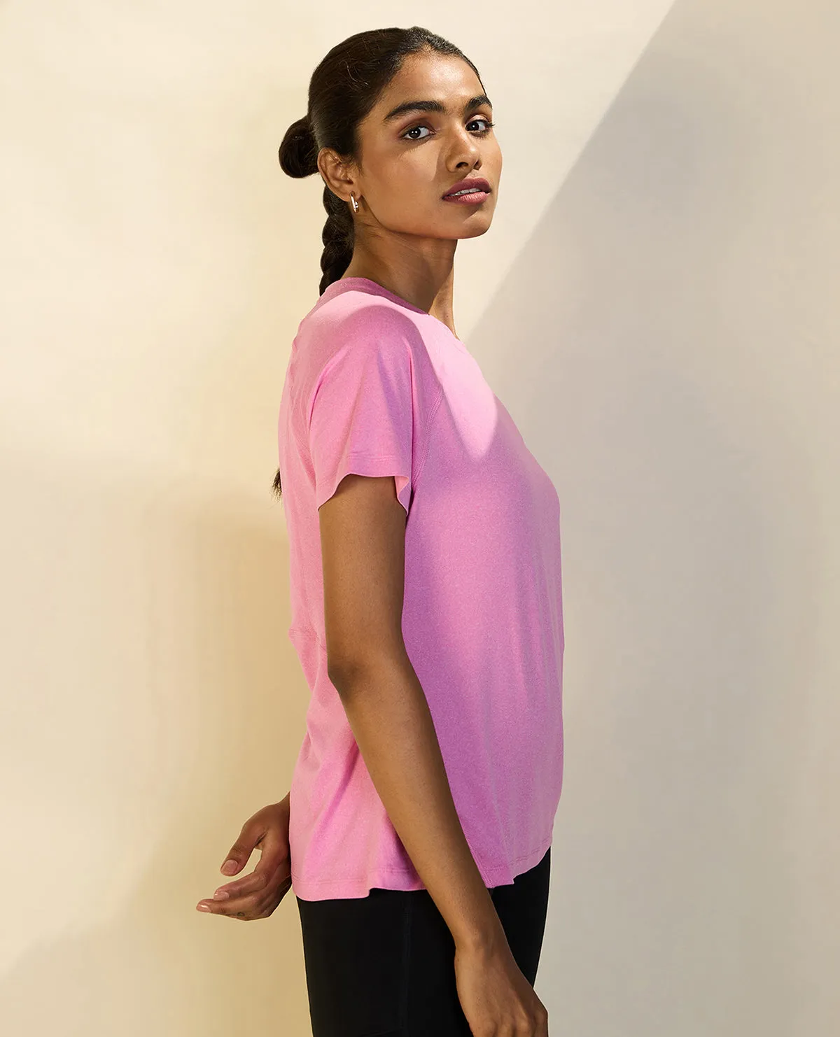 Nykd All Day Sun Protect Tee - NYK296 - Fuchsia Pink melange