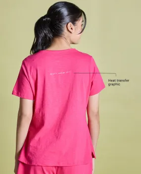 Nykd All Day V Neck Slub Cotton tee - NYLE512 - Raspberry sorbet