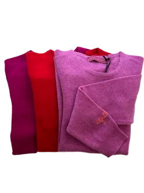 Our classic crew neck cashmere sweater *available in Black, H. Grey, H. Orchid, Fuchsia, H. Lagoon, Terracotta and Navy-Personalized with any phrase you want! I read banned books, 1973, the future is female, feminist or whatever you come up with!