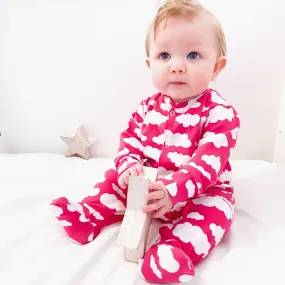 Pink cloud cotton sleepsuit