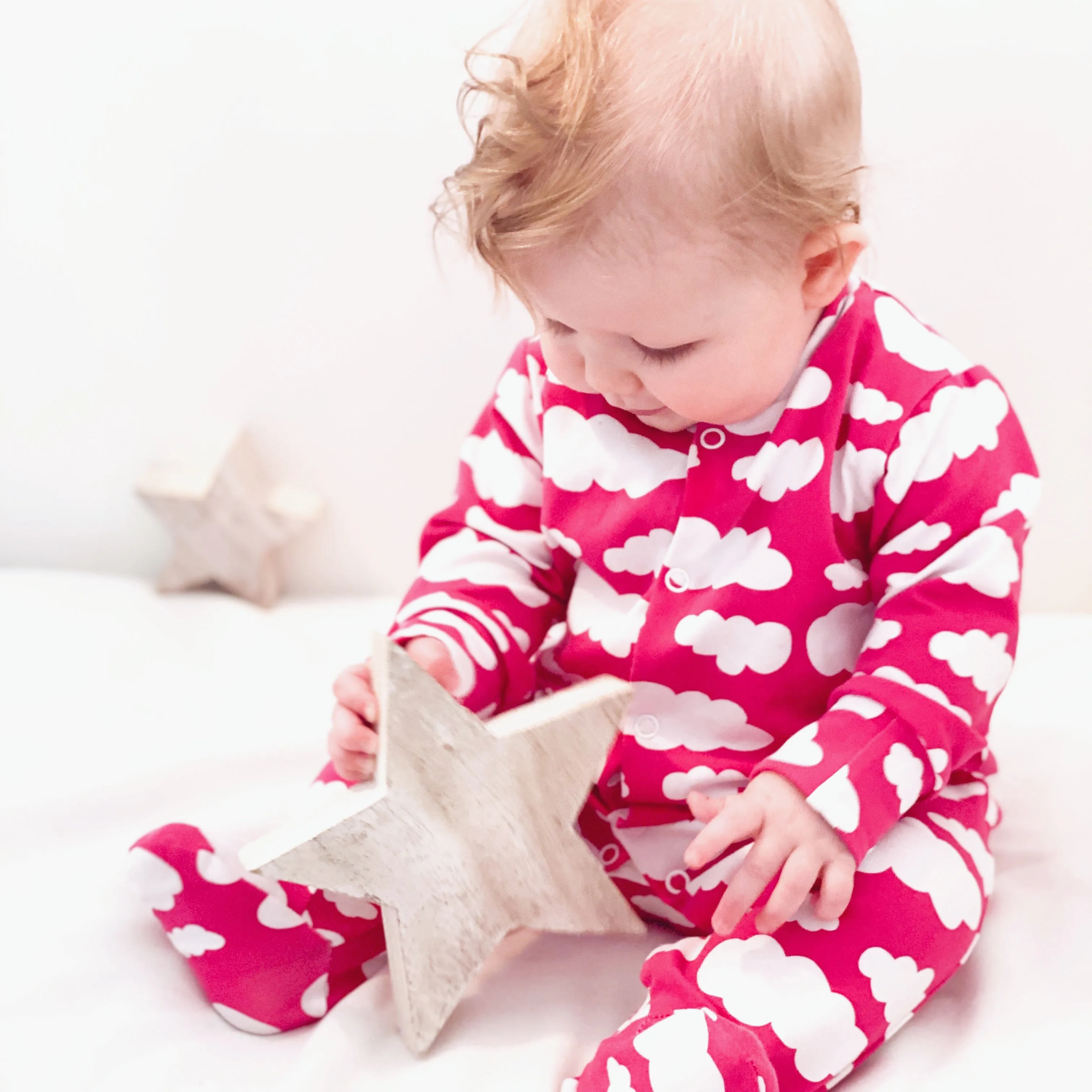 Pink cloud cotton sleepsuit