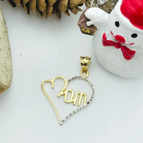 Real Gold 2 Color Mom Heart Pendant GL2497 P 1700