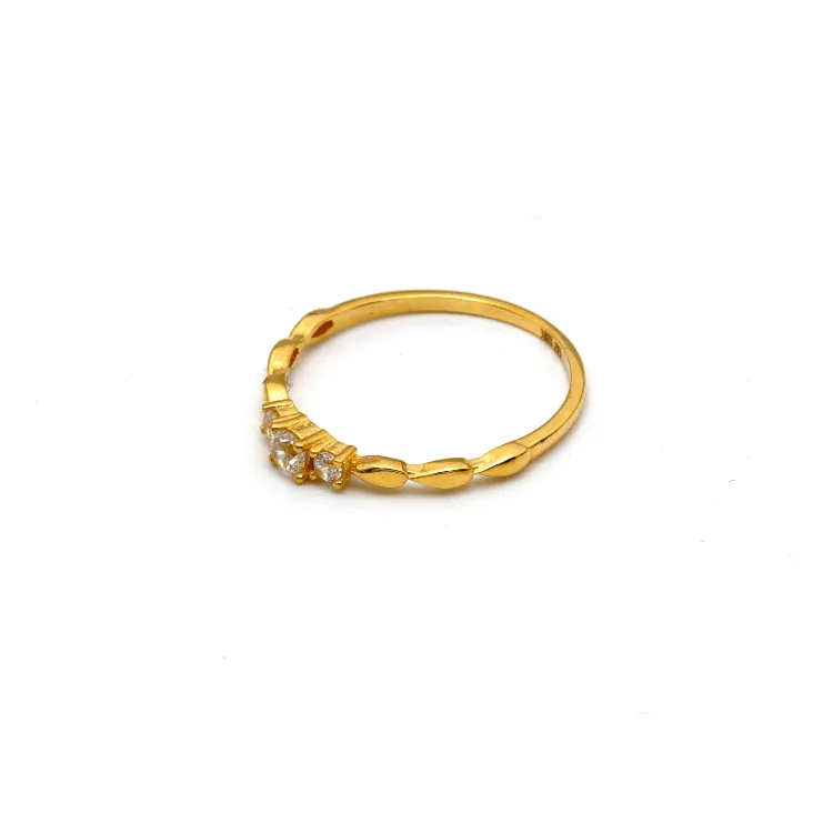 Real Gold 3 Stone Drop Ring 0534 (Size 9) R1913