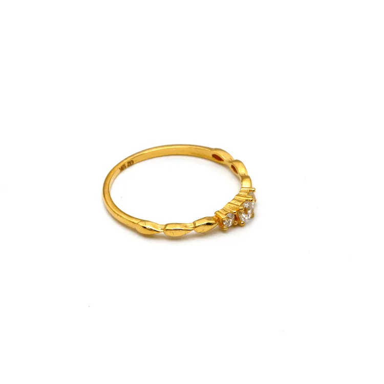 Real Gold 3 Stone Drop Ring 0534 (Size 9) R1913