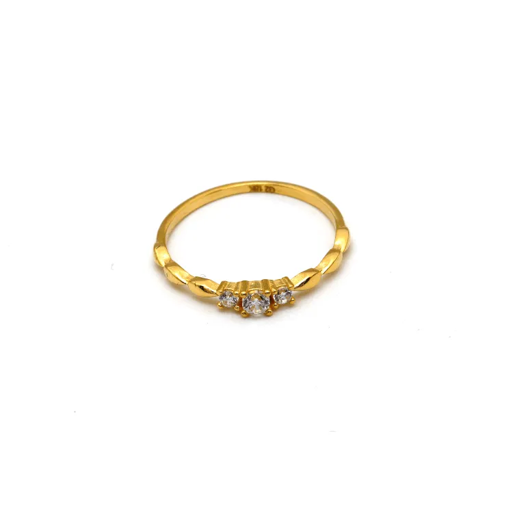 Real Gold 3 Stone Drop Ring 0534 (Size 9) R1913