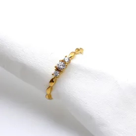 Real Gold 3 Stone Drop Ring 0534 (Size 9) R1913