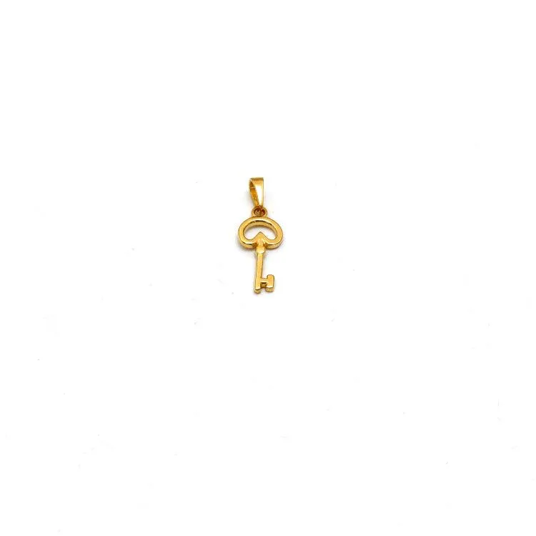 Real Gold Pendant with Oval Key and Heart Design - Model 0288 P 1946