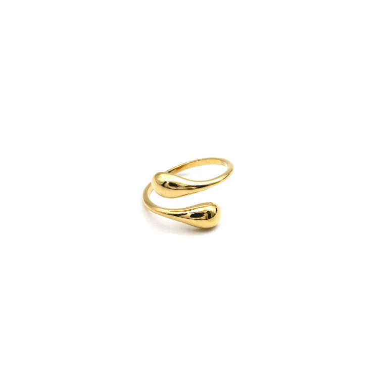 Real Gold Plain Water Drop Ring 7075 (SIZE 7) R2539