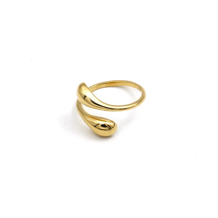 Real Gold Plain Water Drop Ring 7075 (SIZE 7) R2539