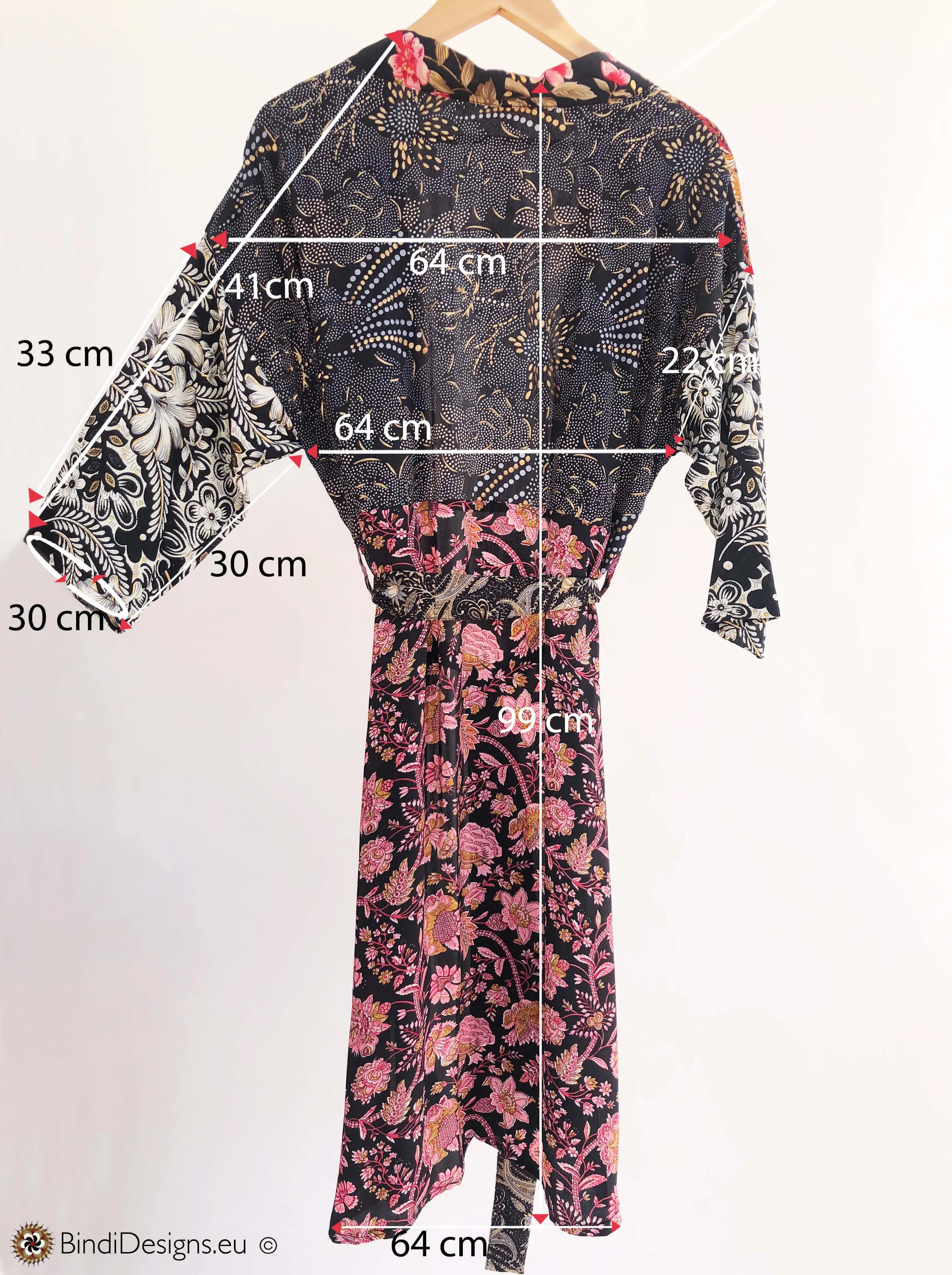 Sari Silk Kimono Robe Floral Print