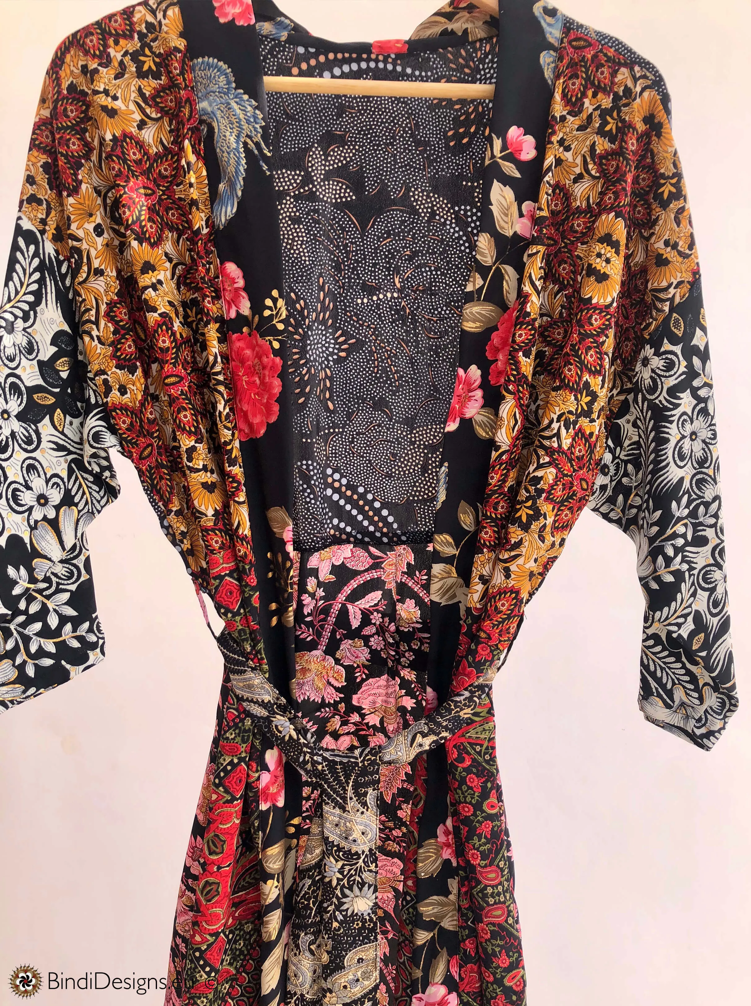 Sari Silk Kimono Robe Floral Print