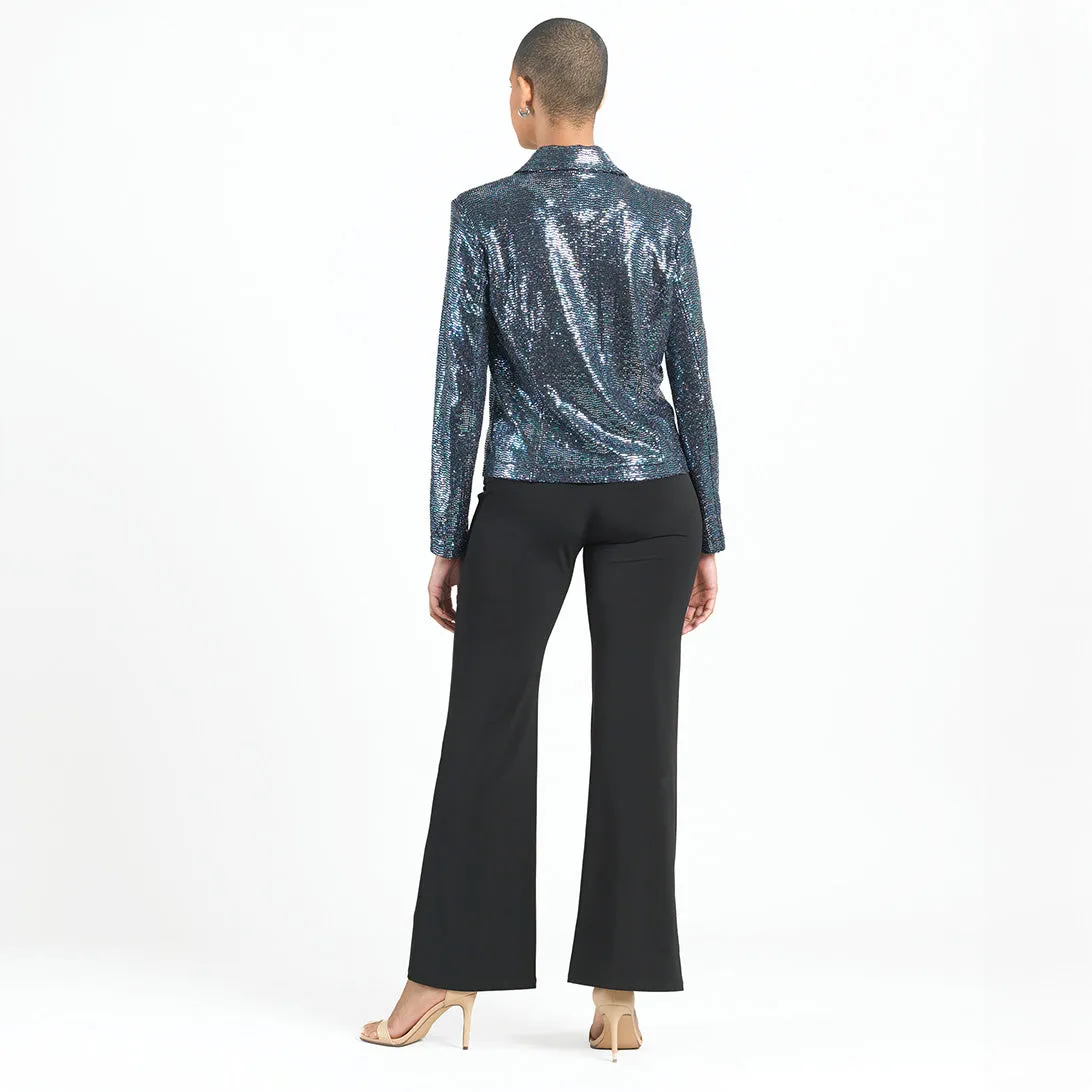 Shimmer Sequin - Modern Button Blazer - Gunmetal