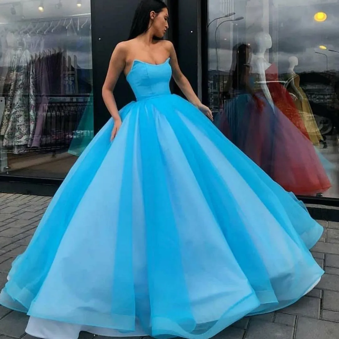 Strapless Ball Gown Prom Dresses Long Evening Party Dresses ER2156