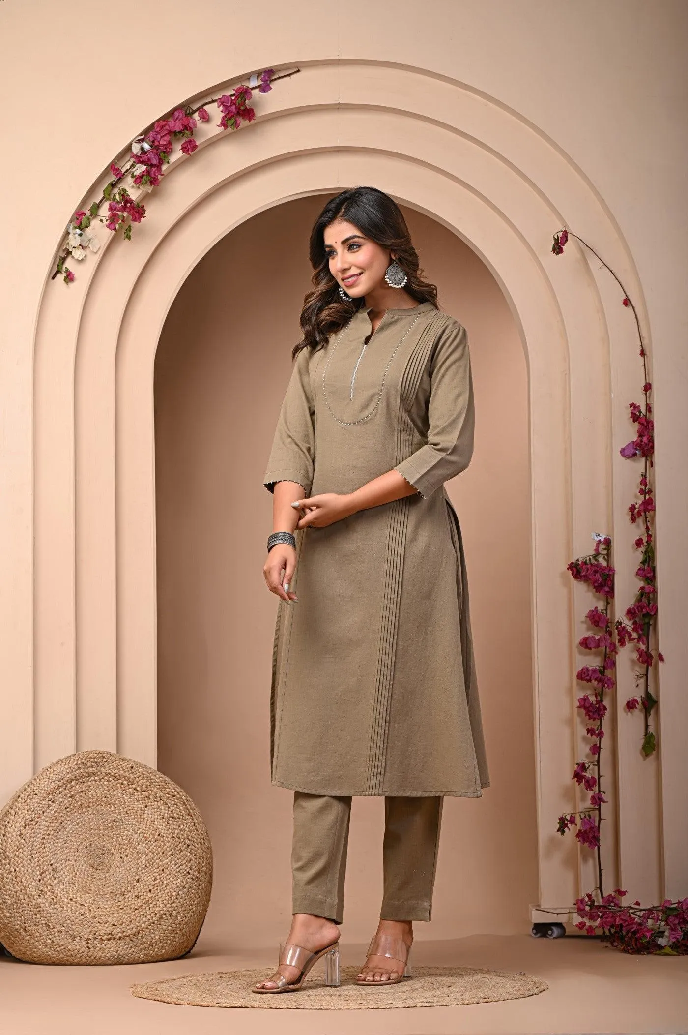 Stylish Brown Kurta with Pant Set