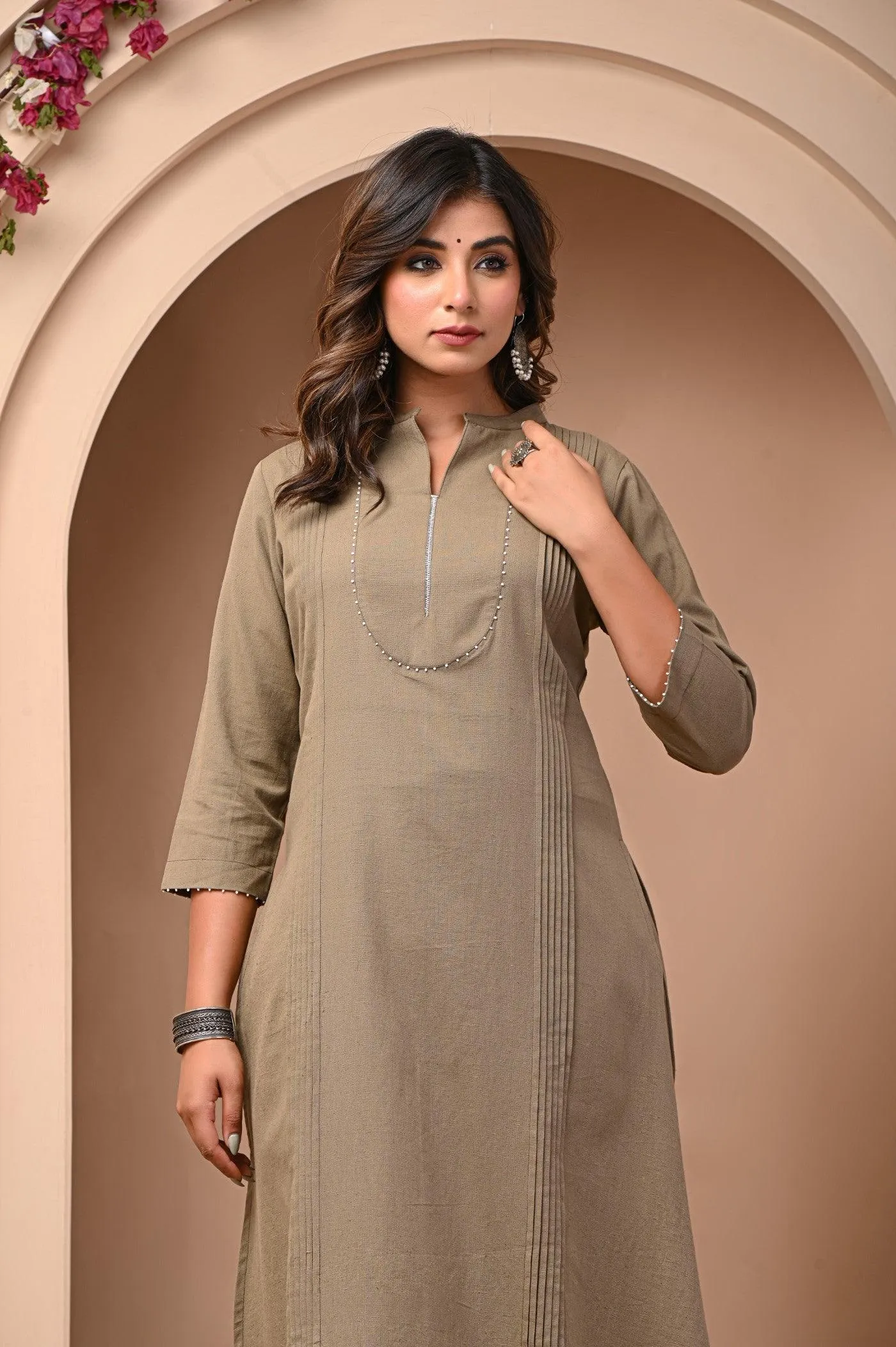 Stylish Brown Kurta with Pant Set