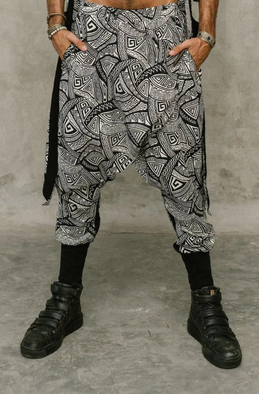 VALO SPIRIT NINJA Black & White Tribal - Comfortable  Cotton Harem Pants