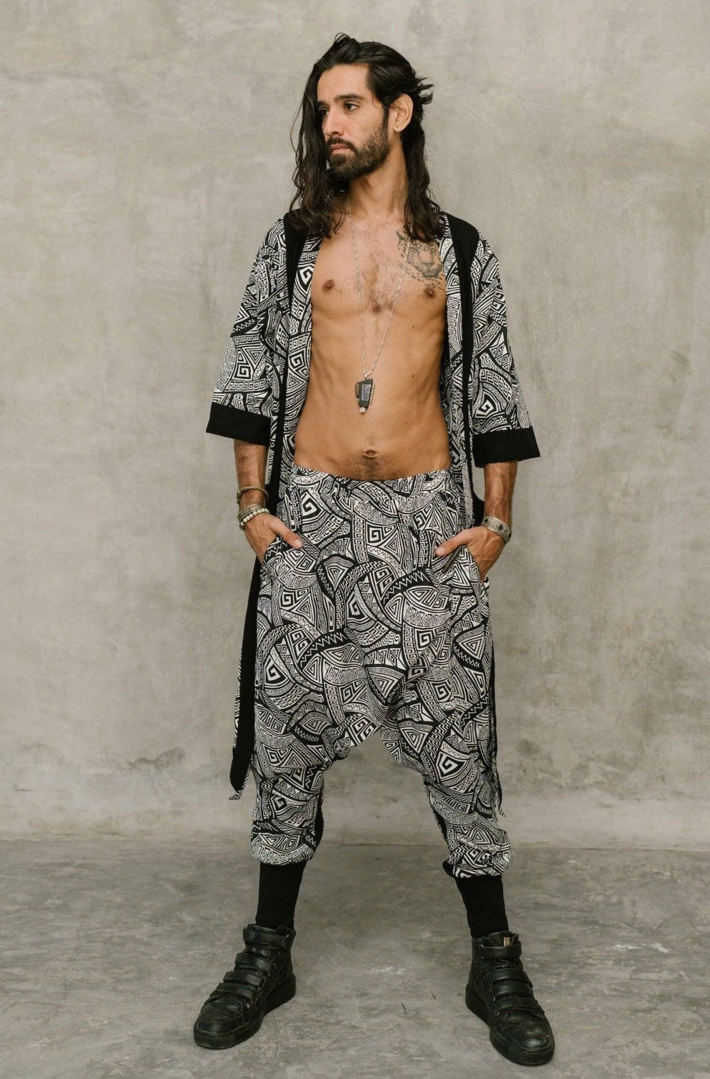 VALO SPIRIT NINJA Black & White Tribal - Comfortable  Cotton Harem Pants