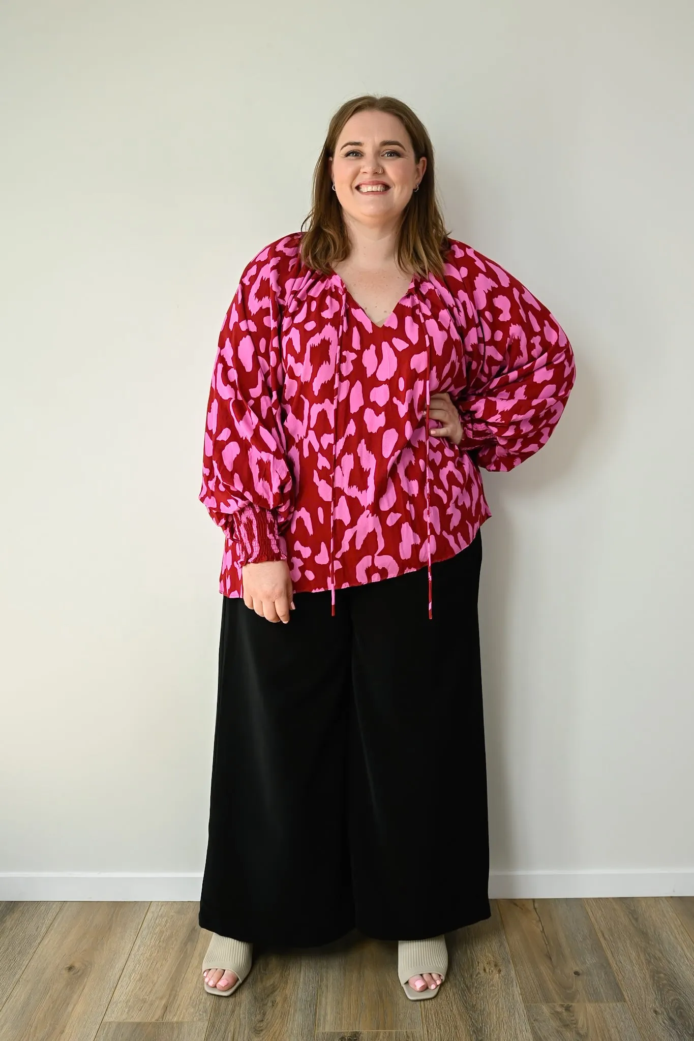 Zoe Blouse - Red & Pink